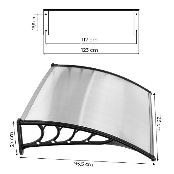 Door Canopy 120x100 cm Shelter Protection Polycarbonate