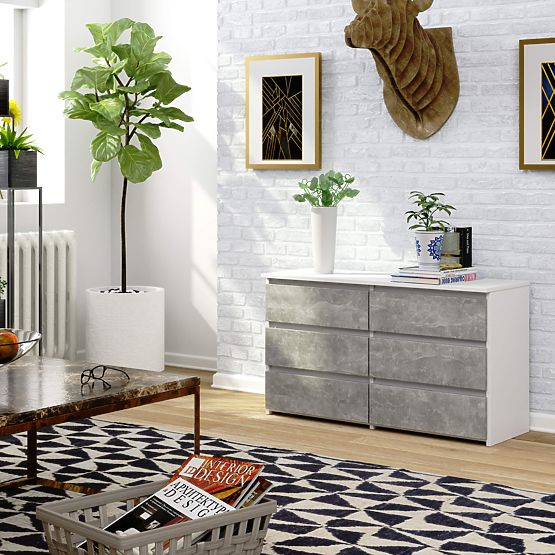 DRESSER CL100 6DR WHITE / CONCRETE