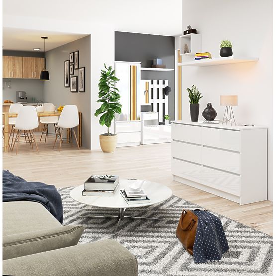 DRESSER K120 6 DRAWERS CLP PK WHITE GLOSS