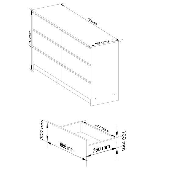 DRESSER K140 6DR CLP PK WHITE GLOSS
