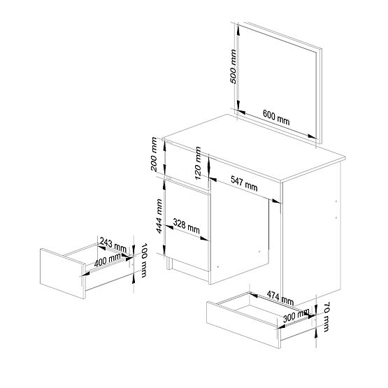 Dressing Table with Mirror CLP P-2/SL Left PK Oak Craft