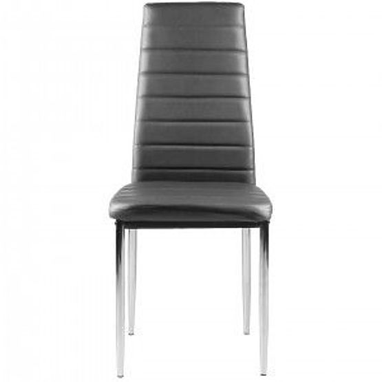 Eco-leather Chairs for Living Room and Dining Room 4pcs Chrome Legs Grey