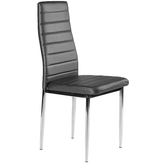 Eco-leather Chairs for Living Room and Dining Room 4pcs Chrome Legs Grey
