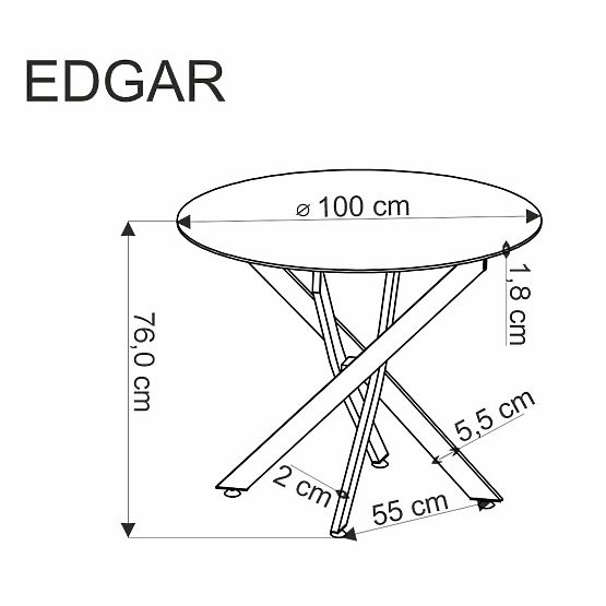 EDGAR Table, Top - Golden Oak, Legs - Black (2p=1pc)
