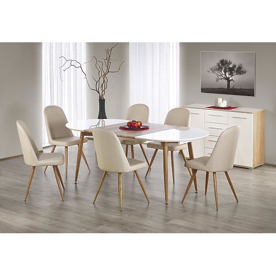 EDWARD Extendable Table Honey Oak / White; Legs: Honey Oak (2p=1pc)
