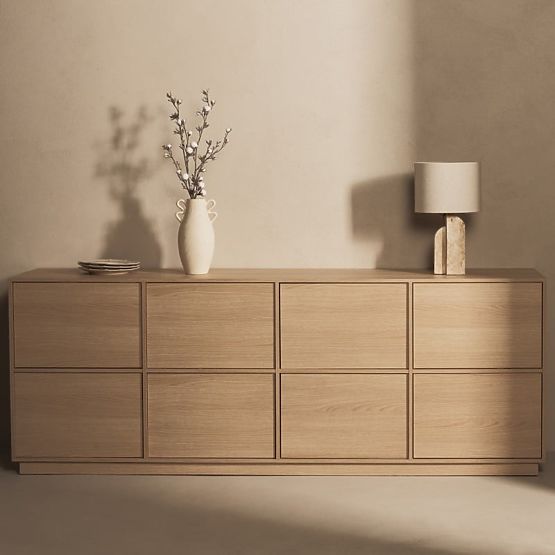 Eight-Door Japandi Sideboard in Lindberg Oak