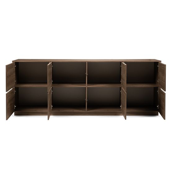 Eight-Door Japandi Sideboard in Royal Walnut