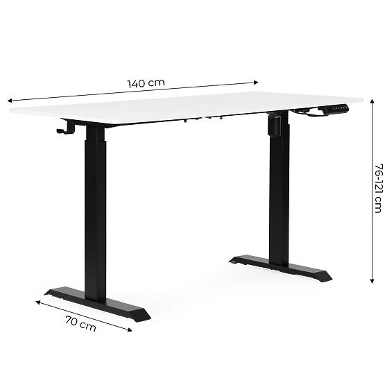 Electric Adjustable Desk 140x70 cm, Adjustable Height 76-121 cm ModernHome