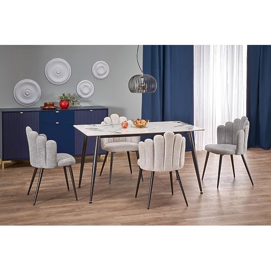 EMILIO 140 Table Top - White Marble, Legs - Black (2p=1pc)