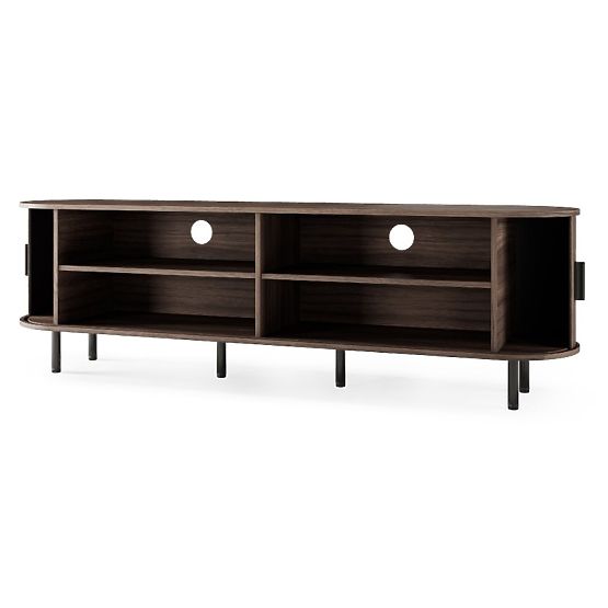 Enclosed TV Cabinet Gliss, Rounded, Slats, Dark Walnut