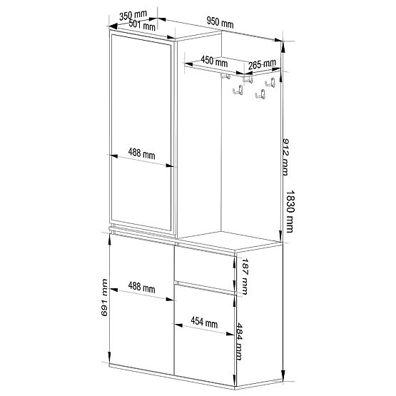 ENTRO HALLWAY SET GRAPHITE GRAY / ARTISAN OAK