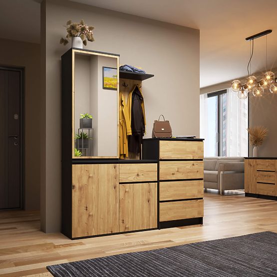ENTRO PK HALLWAY SET BLACK / ARTISAN OAK