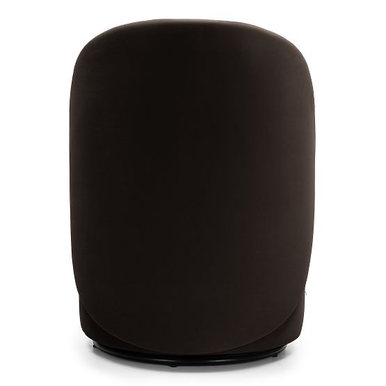 Enzo Swivel Chair, Rounded Shapes, Chocolate/Espresso, Velvet