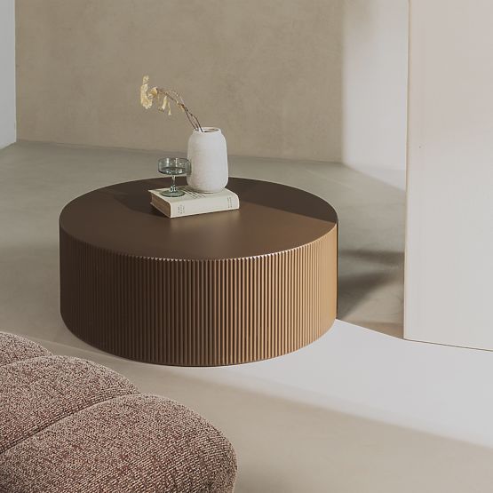 Ermanno Coffee Table, 90 cm, Mocha, Grooved