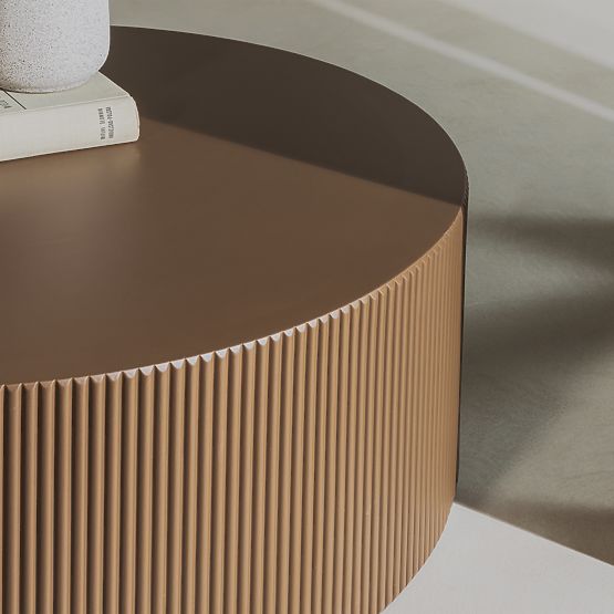 Ermanno Coffee Table, 90 cm, Mocha, Grooved