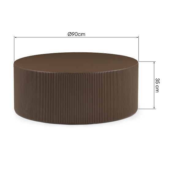 Ermanno Coffee Table, 90 cm, Mocha, Grooved