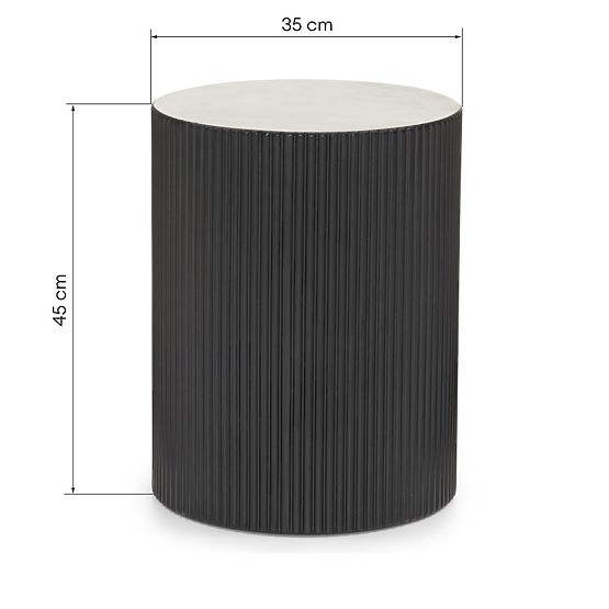 Ermanno Side Table, 35 cm, Black, Ribbed