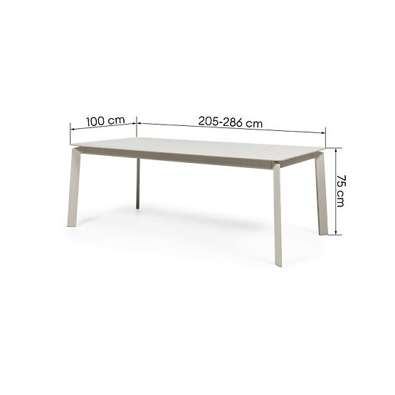 Extendable Garden Table Canelli 205-286 cm, Aluminum, Rectangular, Light Beige