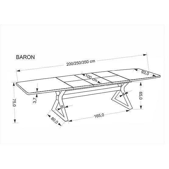 Extendable Table BARON, Walnut/Black (2p=1pc)