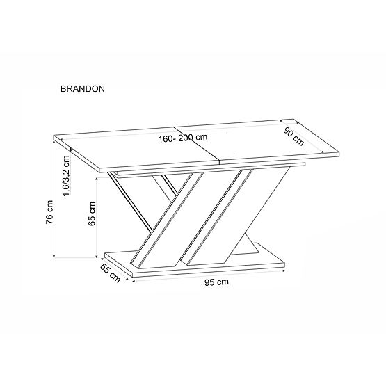 Extendable Table BRANDON 160-200/90 cm Cashmere/Cremona Oak (2p=1pc)