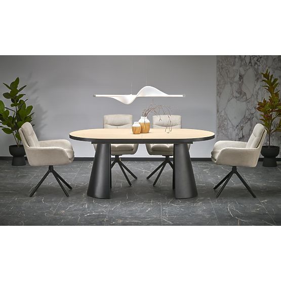 Extendable Table GIACOMO, Top - Natural, Leg - Black (2p=1pc)