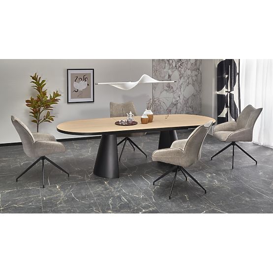 Extendable Table GIACOMO, Top - Natural, Leg - Black (2p=1pc)