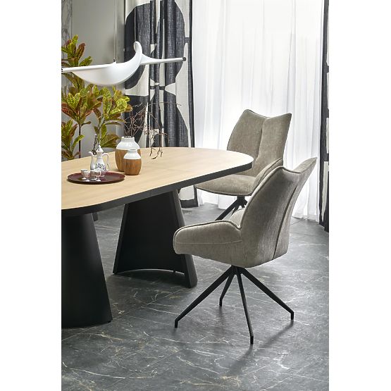 Extendable Table GIACOMO, Top - Natural, Leg - Black (2p=1pc)