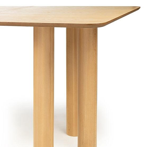 Extendable Table Loa 140-200 cm, Oak Veneer, Natural, Beech Wood, Rounded