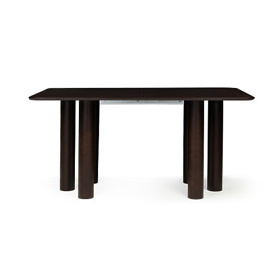 Extendable Table Loa 140-200 cm, Oak Veneer, Walnut, Beech Wood, Rounded