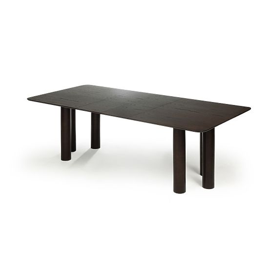 Extendable Table Loa 140-200 cm, Oak Veneer, Walnut, Beech Wood, Rounded