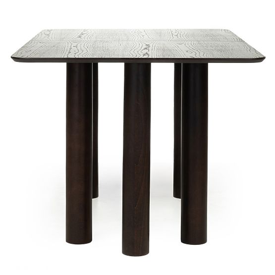 Extendable Table Loa 140-200 cm, Oak Veneer, Walnut, Beech Wood, Rounded