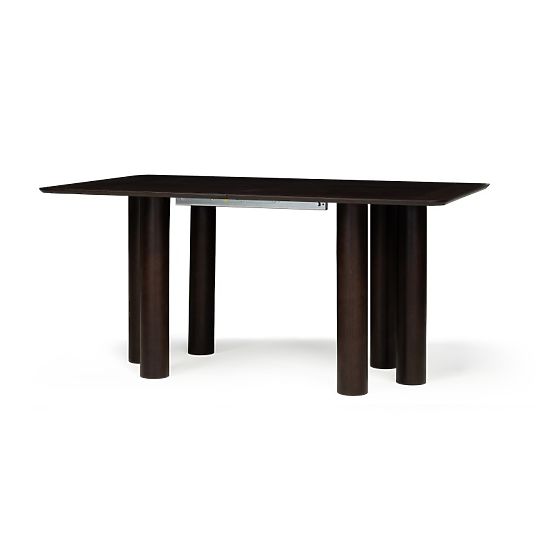 Extendable Table Loa 140-200 cm, Oak Veneer, Walnut, Beech Wood, Rounded