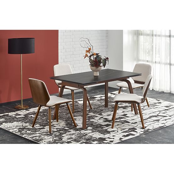 Extendable Table LOZANO, Black Marble / Walnut (2p=1pc)