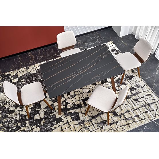 Extendable Table LOZANO, Black Marble / Walnut (2p=1pc)