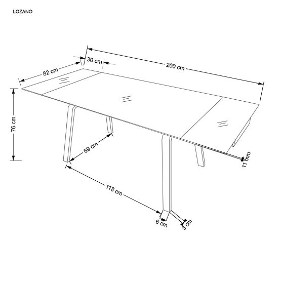 Extendable Table LOZANO, Black Marble / Walnut (2p=1pc)