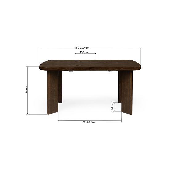 Extendable Table Marbella 160-200 cm, Rectangular, Dark Oak