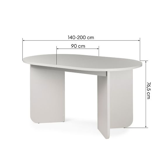 Extendable Table Mou 140-200 cm, Cashmere, Oval Top