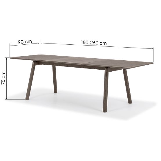 Extendable Table Selvoni 180-260 cm, Solid Oak Wood, Veneer, Espresso