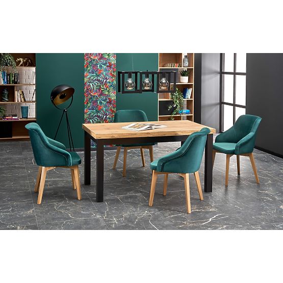 Extendable Table TIAGO 140-220/80 Top: Oak Craft, Legs: Black