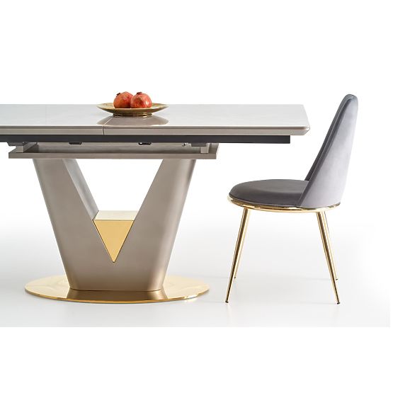 Extendable Table VALENTINO Light Gray/Gold