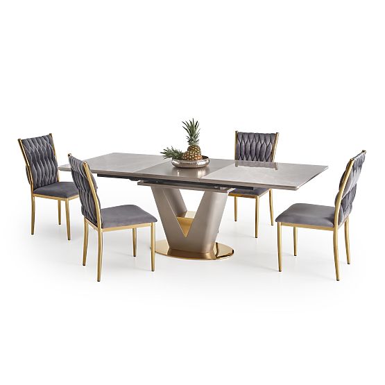 Extendable Table VALENTINO Light Gray/Gold