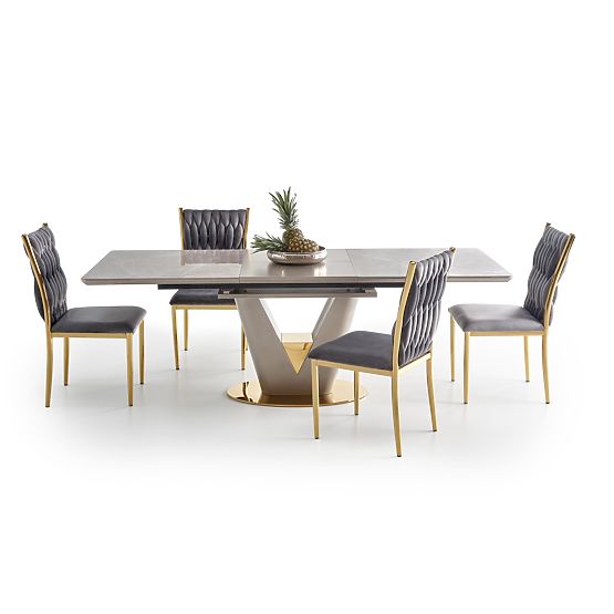 Extendable Table VALENTINO Light Gray/Gold