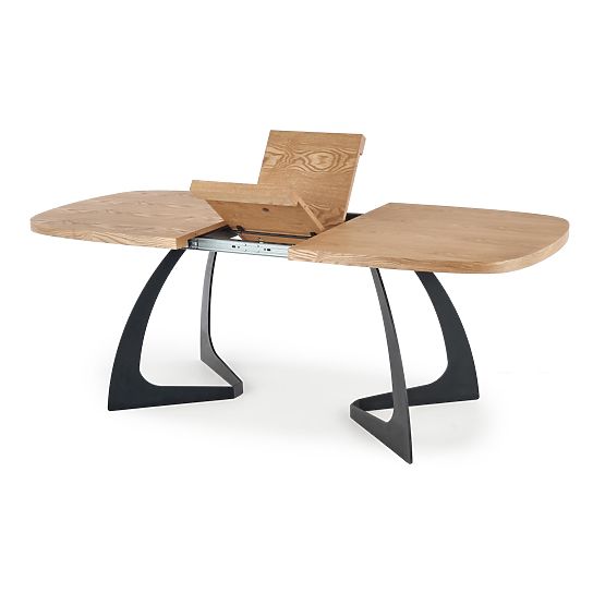 Extendable Table VELDON, Top - Natural Oak, Legs - Black (2p=1pc)