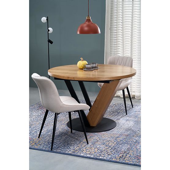 FANIS round extendable table, natural/black (3p=1pc)