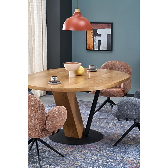 FANIS round extendable table, natural/black (3p=1pc)
