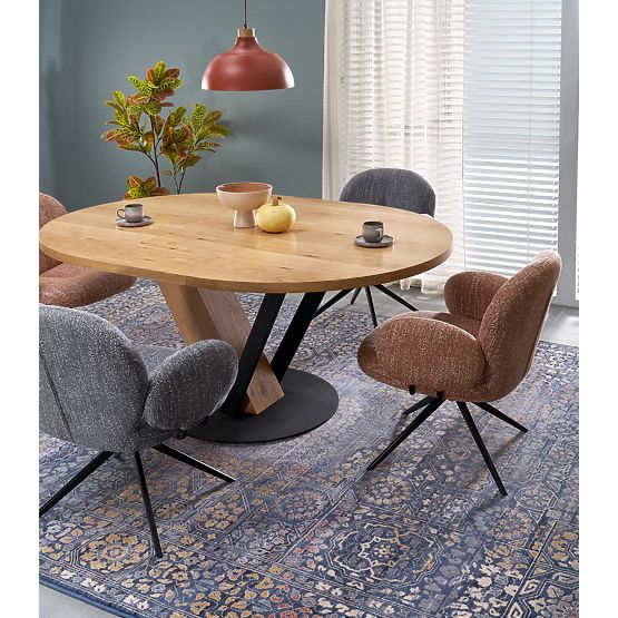 FANIS round extendable table, natural/black (3p=1pc)