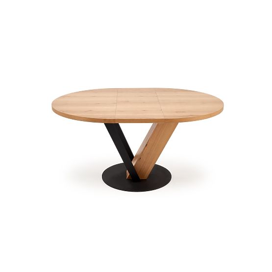 FANIS round extendable table, natural/black (3p=1pc)