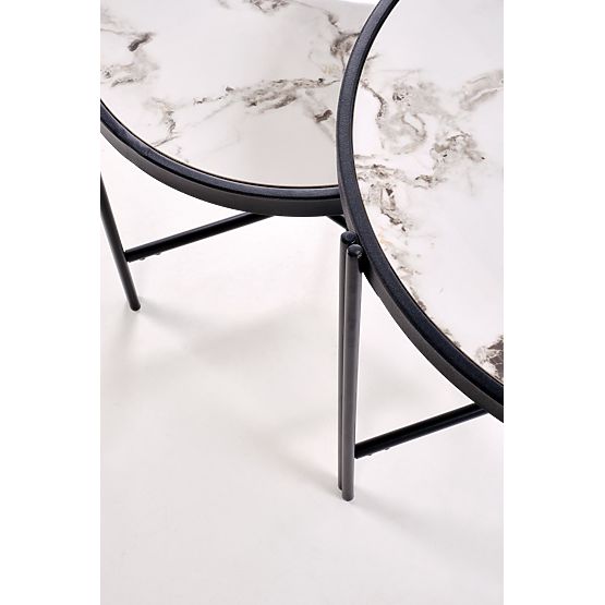 FATIMA set of 2 benches, white marble / black (1p=1pc)