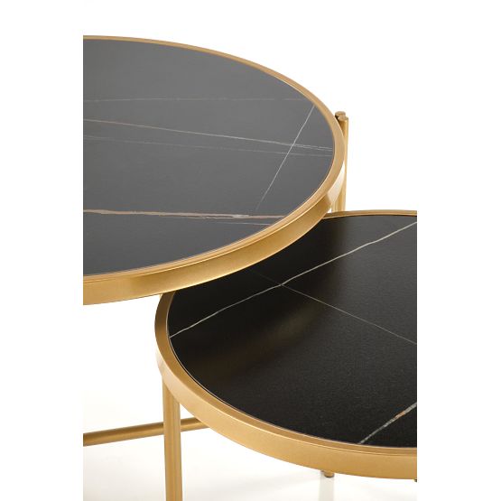 FATIMA set of 2 tables, black marble / gold (1p=1pc)