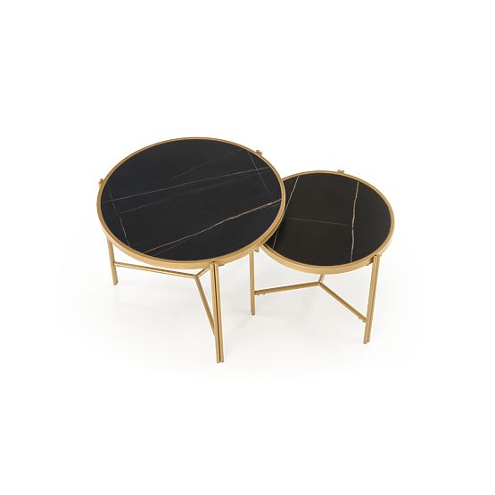 FATIMA set of 2 tables, black marble / gold (1p=1pc)